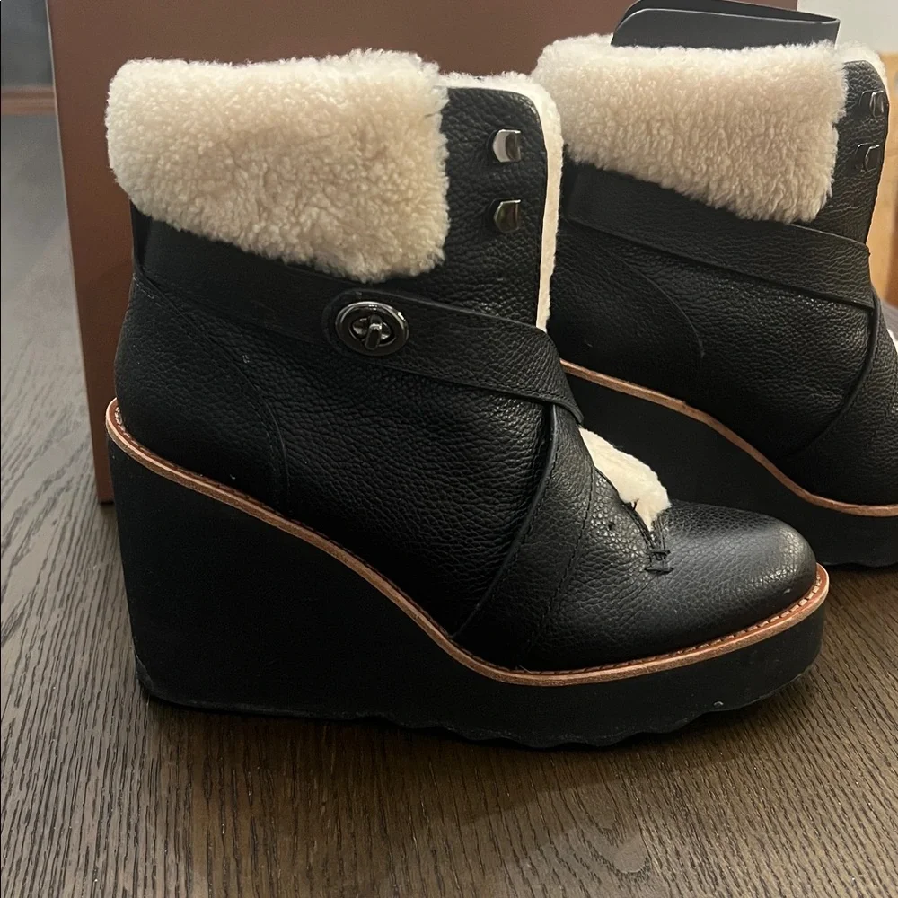 Coach Black and shearling trimmed Winter Boots